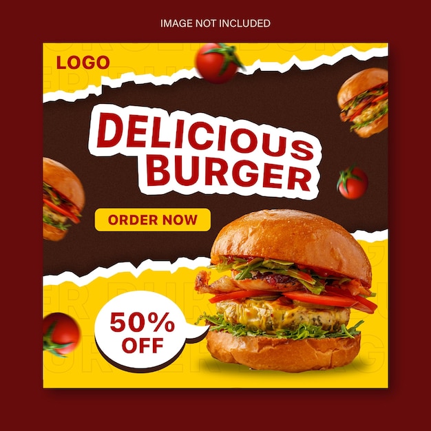 Diseño de plantillas de publicaciones en las redes sociales de psd burger