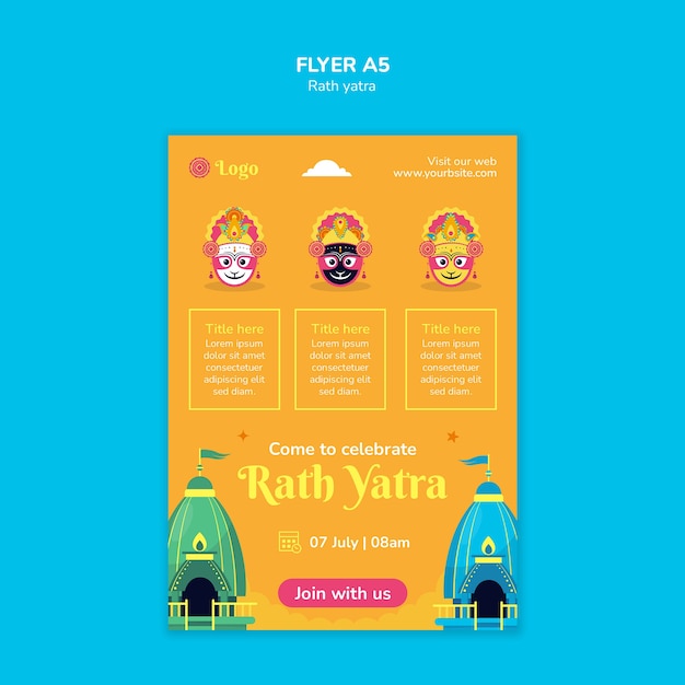 PSD diseño de plantillas de rath yatra