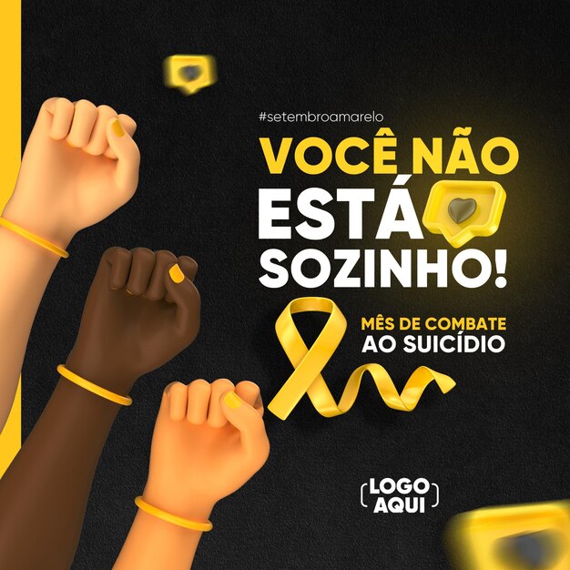 Diseño de plantillas de redes sociales de la campaña PSD amarillo de septiembre en portugués