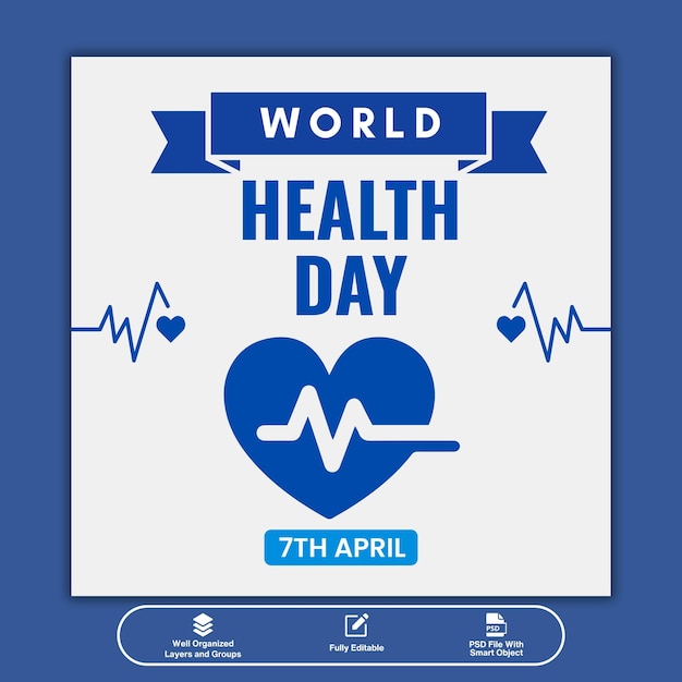 Diseño de plantillas de redes sociales para el Día Mundial de la Salud