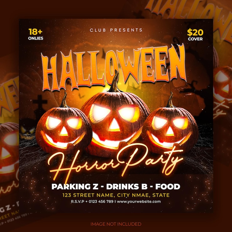 PSD diseño de plantillas de redes sociales para la fiesta de halloween