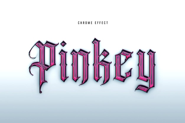 Diseño de plantillas de renderización de efecto de texto de cromo rosado