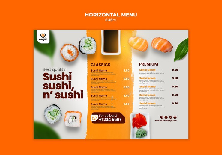 PSD diseño de plantillas de sushi