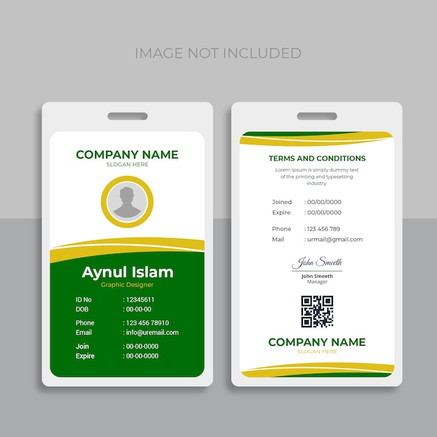 Diseño de plantillas de tarjetas de identificación de la empresa para empleados y funcionarios