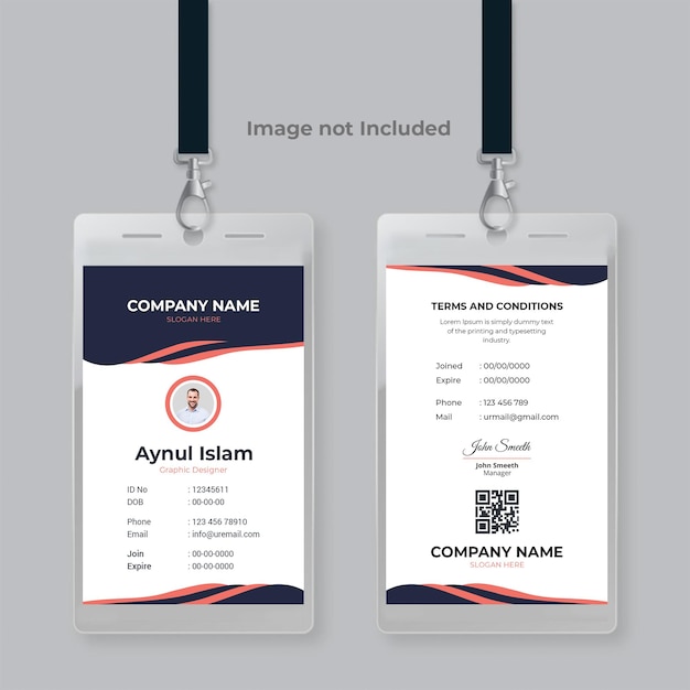 Diseño de plantillas de tarjetas de identificación únicas y creativas para empleados de la compañía.