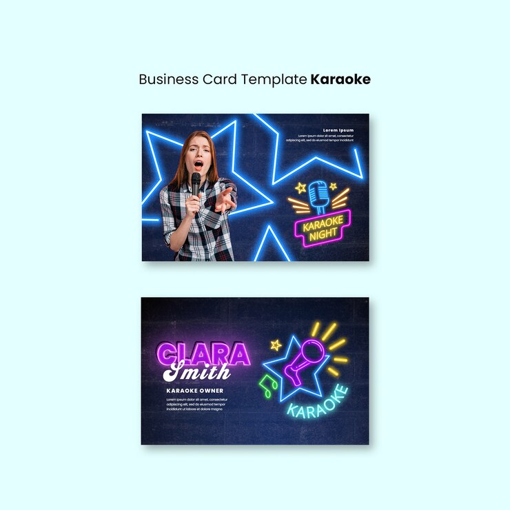 PSD diseño de plantillas de tarjetas de visita de karaoke