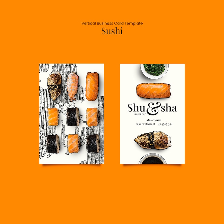PSD diseño de plantillas de tarjetas de visita de sushi