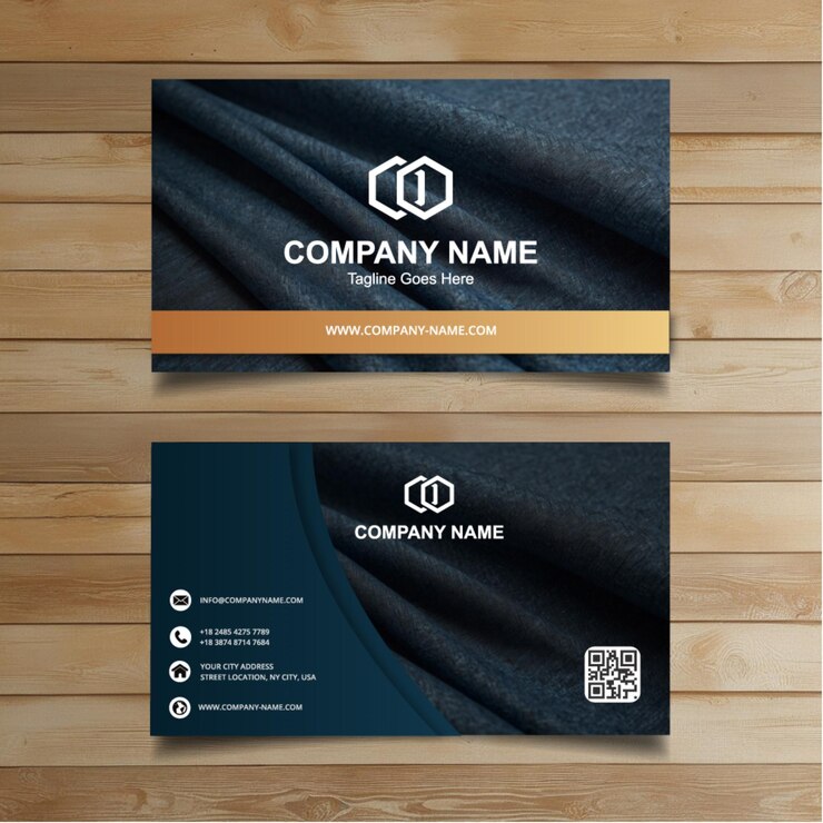 PSD diseño de plantillas de tarjetas de visita de textura de tela azul melange