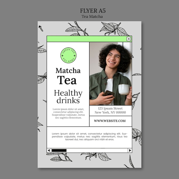 PSD diseño de plantillas para el té matcha