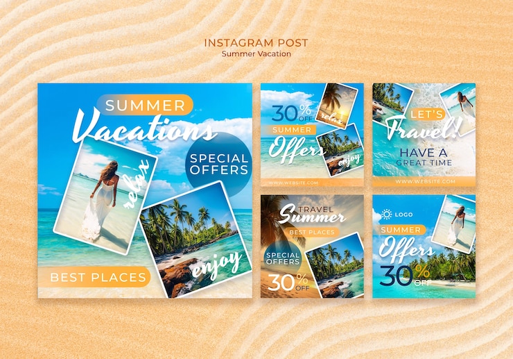 PSD diseño de plantillas de vacaciones de verano