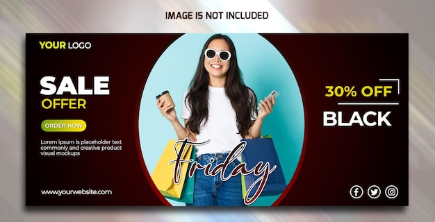 PSD diseño de portada de black friday