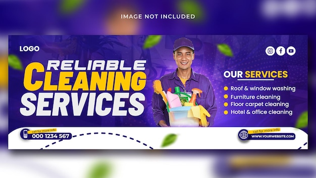 diseño de portada de facebook para el negocio de servicios de limpieza