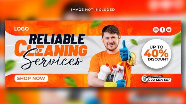 diseño de portada de facebook para el negocio de servicios de limpieza
