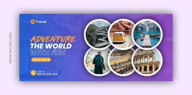 Diseño de portada de Facebook para vacaciones de viaje o plantilla de diseño de banner web