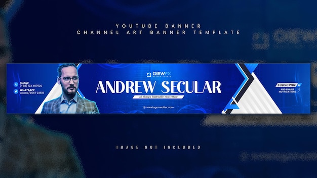 Diseño de portada de YouTube corporativo único con plantilla creativa