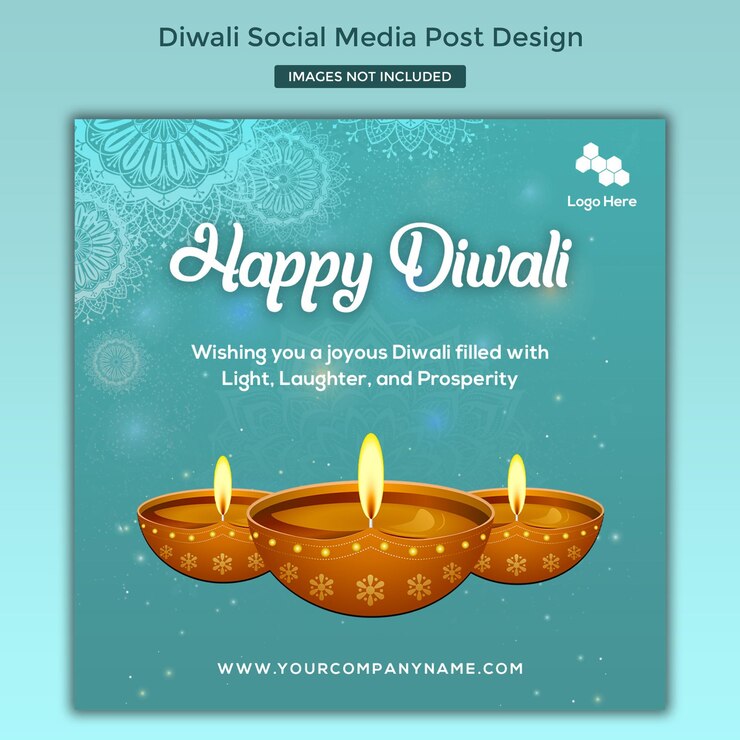Diseño de post de deseos de Diwali para páginas de redes sociales