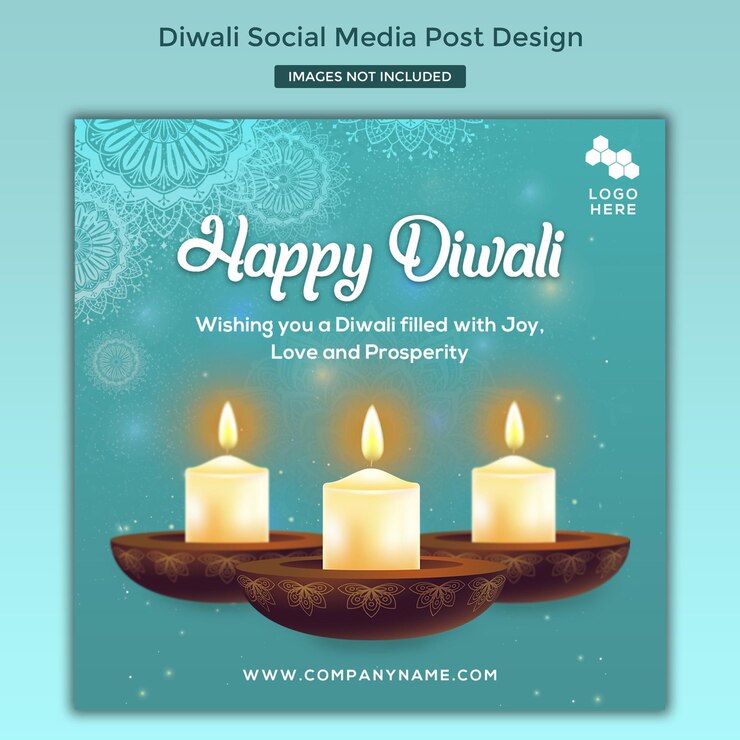 Diseño de post de deseos de Diwali para páginas de redes sociales