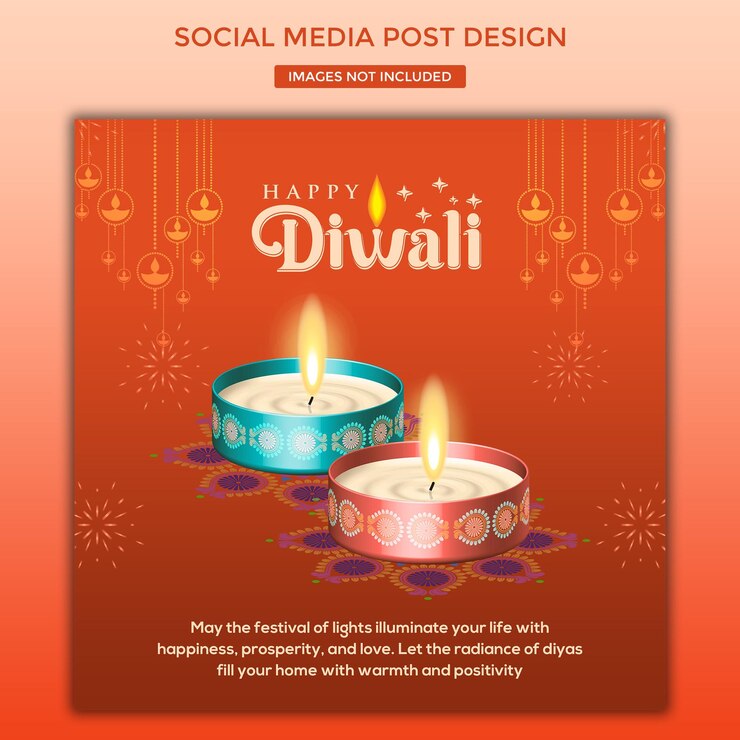 Diseño de post de deseos de Diwali para páginas de redes sociales