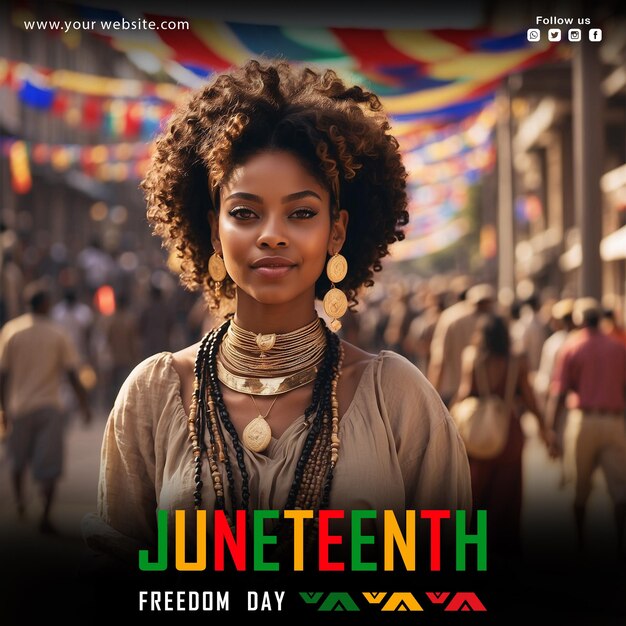 PSD diseño de post en las redes sociales del día de la libertad de psd juneteenth