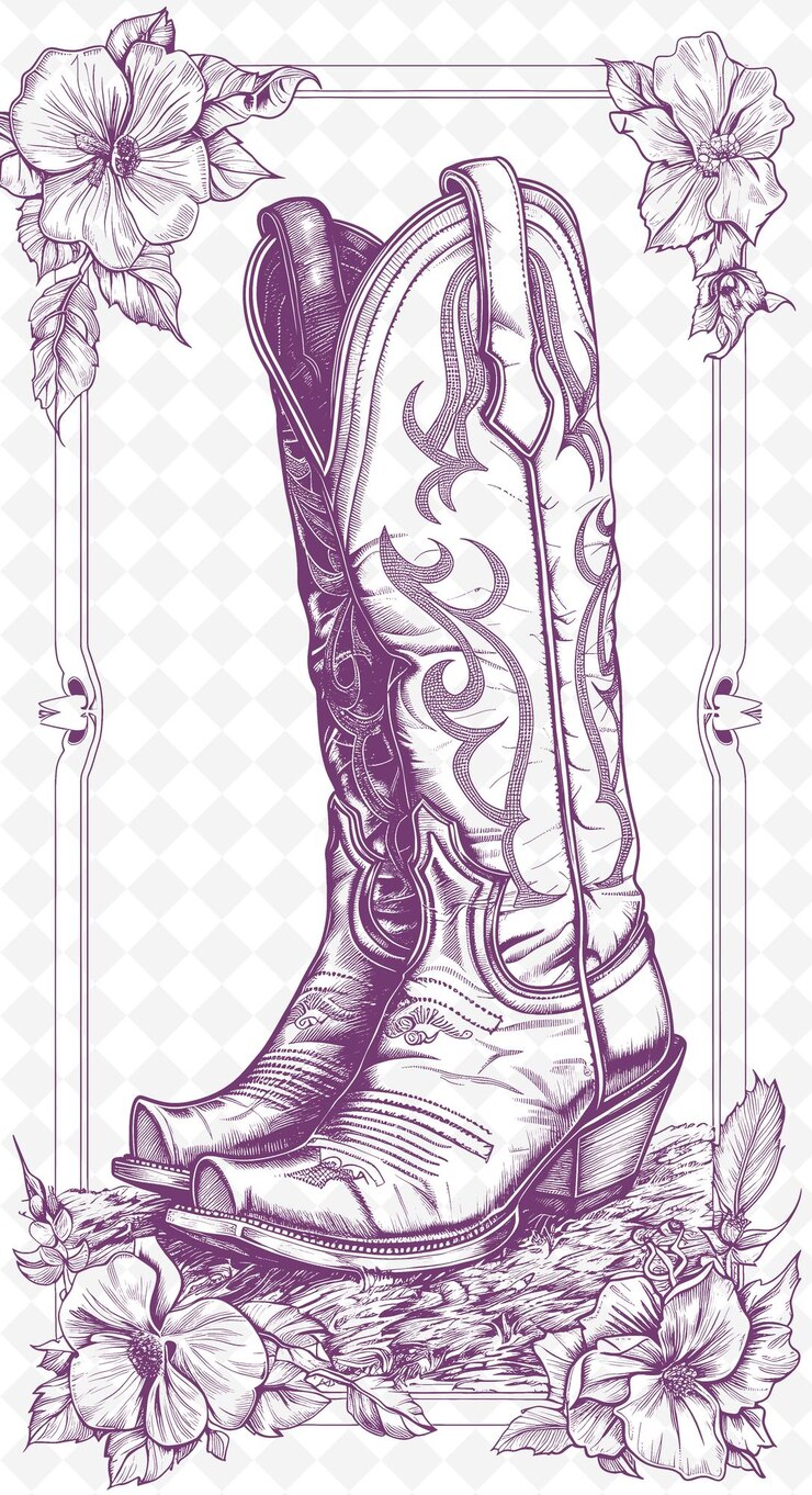 PSD diseño de postales de png country con un marco de botas de vaquero estilo compl contorno artes escribir decorativo