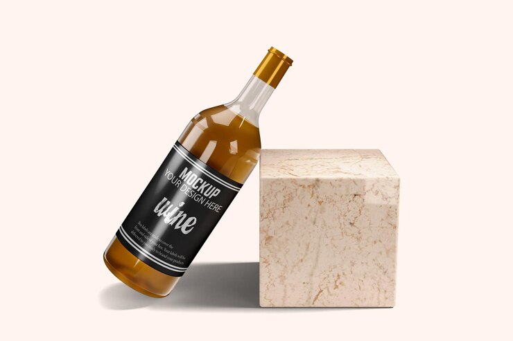 PSD diseño premium de maqueta de botella de vino psd 3d