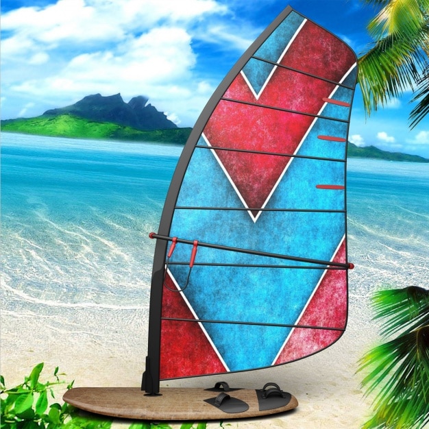 PSD diseño de presentación de tabla de windsurf