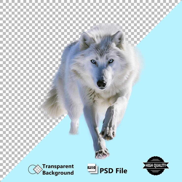 PSD diseño psd de un lobo colorido realista en vista aislada con fondo transparente