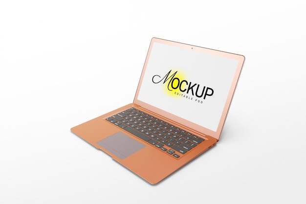 diseño psd de plantilla de maqueta de computadora portátil naranja