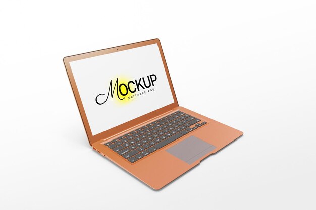 diseño psd de plantilla de maqueta de computadora portátil naranja