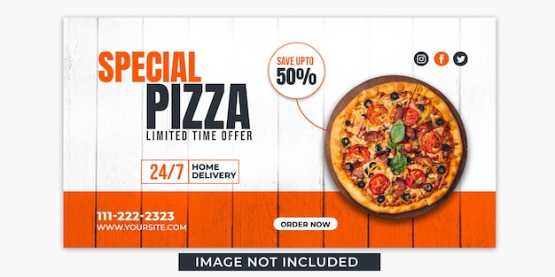 Diseño de publicación de banner web de oferta especial de pizza