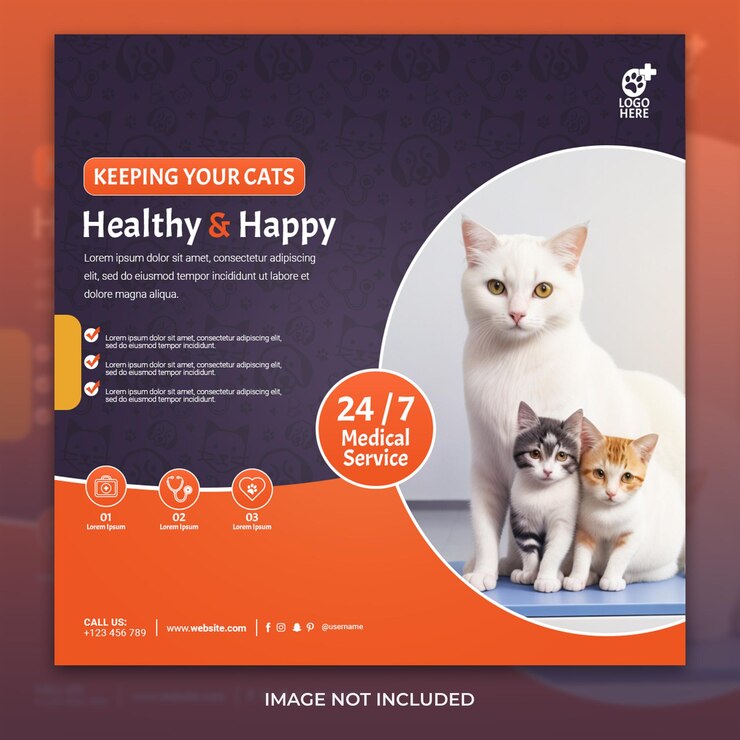Diseño de publicación cuadrada de redes sociales del centro de cuidado de mascotas.
