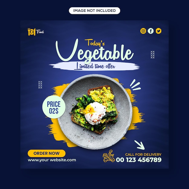 Diseño de publicación de instagram de redes sociales de comida saludable deliciosa