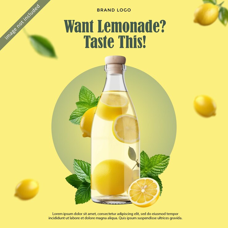 PSD diseño de publicación de instagram de redes sociales de producto de limonada psd