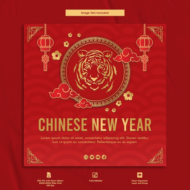 Diseño de publicación de Instagram de saludo de año nuevo chino