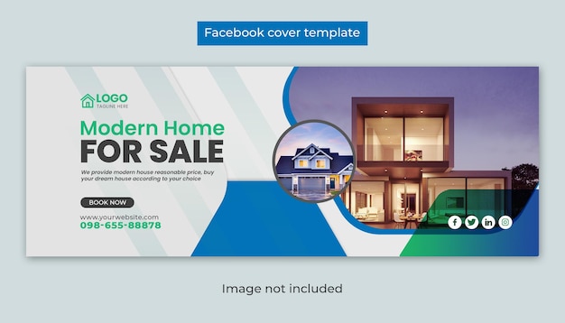 Diseño de publicación de portada de Facebook de redes sociales de venta de casas modernas