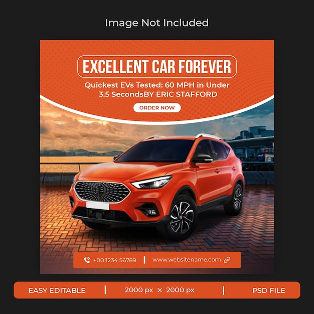 PSD diseño de publicación de redes sociales de automóviles