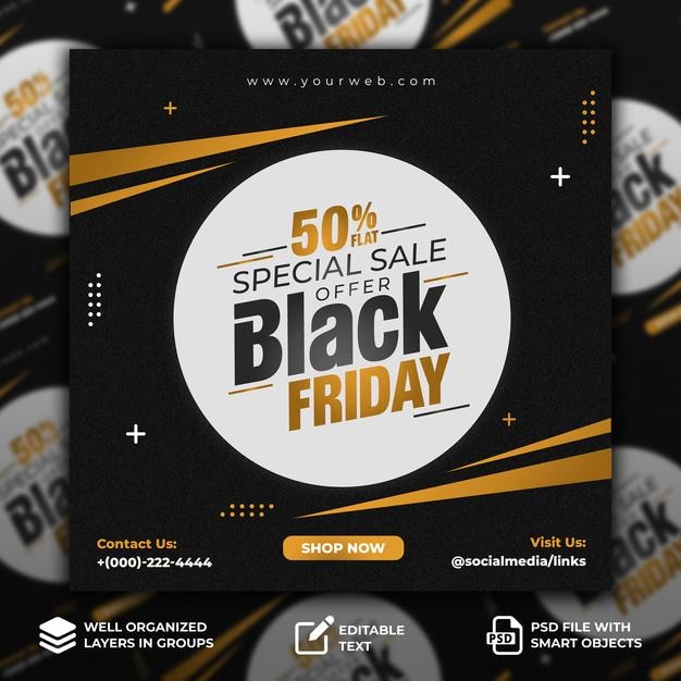 Diseño de publicación de redes sociales de Black Friday