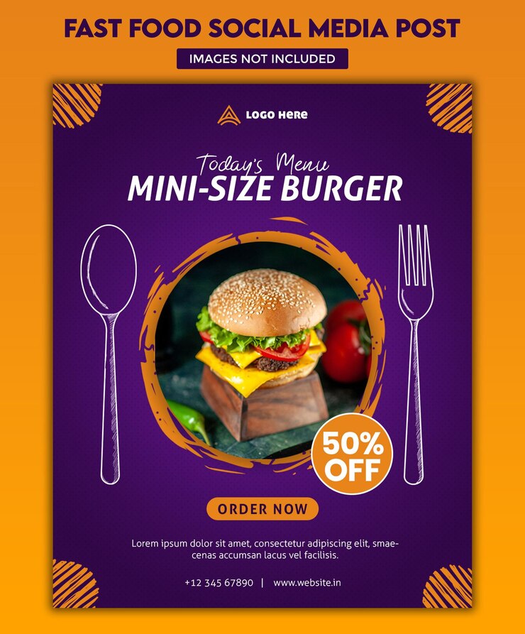 Diseño de publicación de redes sociales de hamburguesas