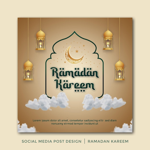 PSD diseño de publicación en redes sociales ramadan kareem diseño simple moderno 20
