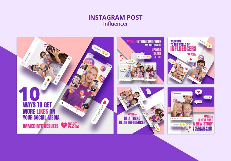 PSD diseño de publicaciones de instagram de influencers