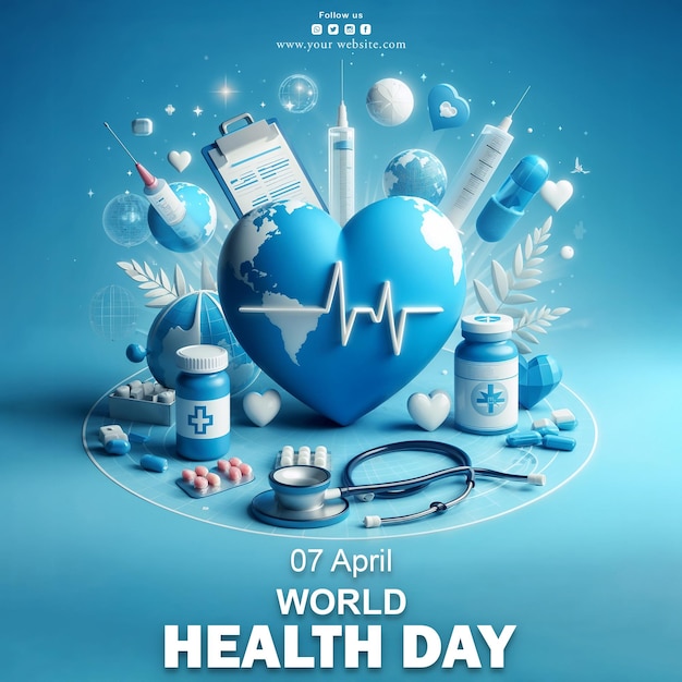 Diseño de publicaciones de medios sociales para el día mundial de la salud