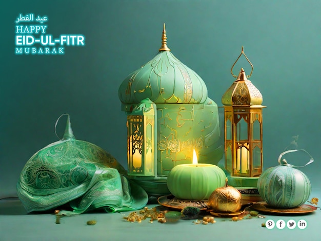Diseño de publicaciones en las redes sociales de Eid Mubarak