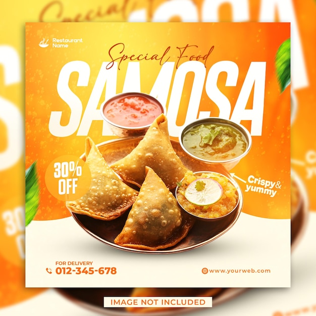 Diseño de publicaciones en las redes sociales de Samosa Special Food