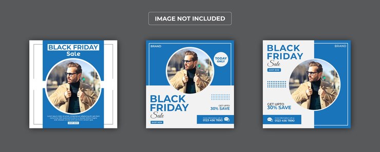 Diseño de publicaciones en redes sociales de venta de viernes negro