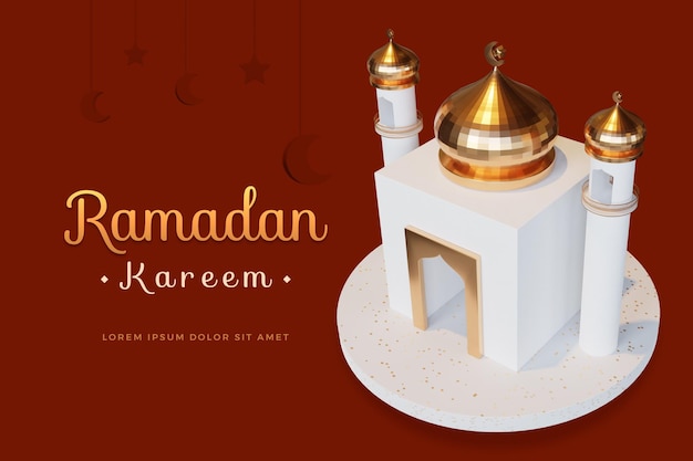 Diseño de ramadan kareem con maqueta de renderizado 3d