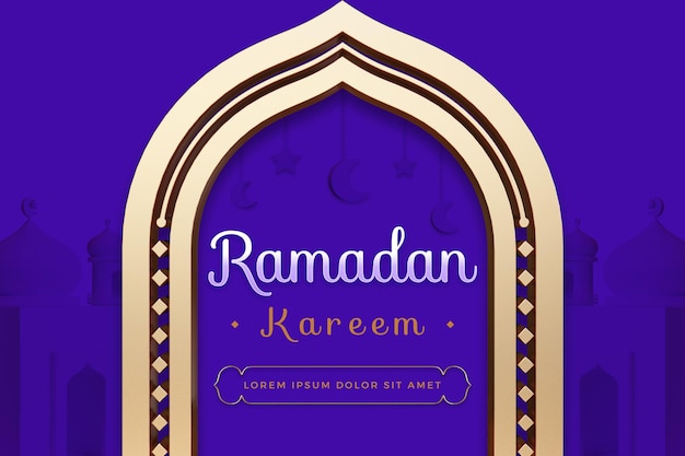 PSD diseño de ramadan kareem con plantilla de renderizado 3d