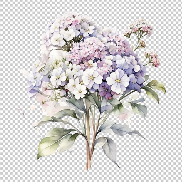 PSD diseño de ramo de flores florales deferentes con acuarela