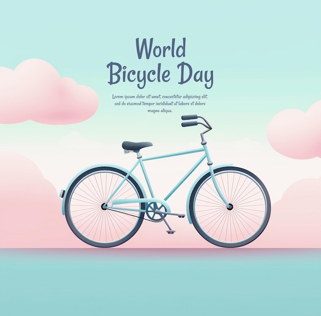 PSD diseño realista del día mundial de la bicicleta