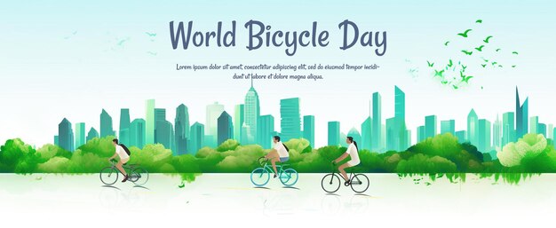 PSD diseño realista del día mundial de la bicicleta