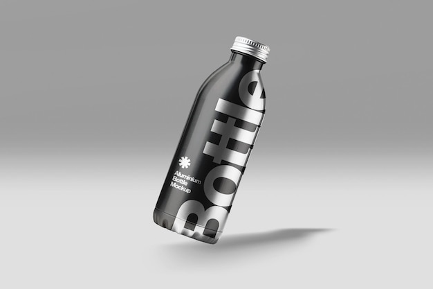 Diseño realista de la maqueta de la botella de aluminio